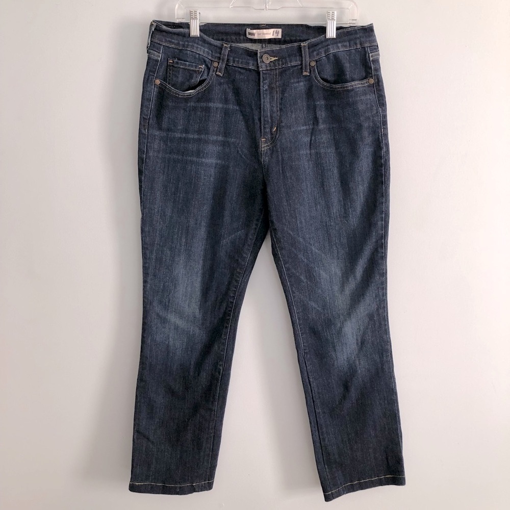 Levi’s Blue Dark Wash 515 Bootcut Jeans with Stud Detailed Back Flap Pockets 14